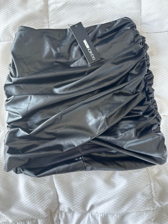 Fashion Nova Dresses & Skirts - Fashion Nova Black Faux Leather Ruched Mini Skirt